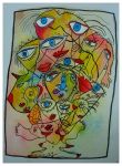 yellow heads, aquarelle sur papier artisanal, 2017