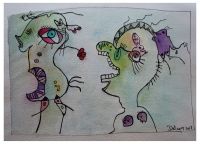 Sauvages Planète Zèta 1 aquarelle sur papier artisanal, 2018