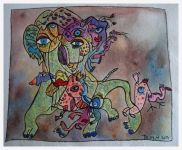Le lion de Troie, aquarelle, 2017