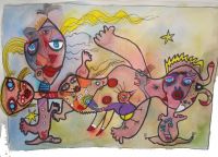 Le banquet, aquarelle, 2020