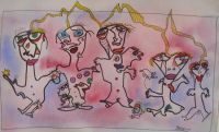 Connectés 6G, aquarelle, 2020