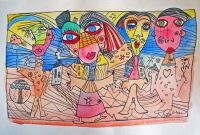 Fête à Ostende, aquarelle, 47 X 27 , 2021