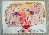 Matière grise, aquarelle sur papier , 30 X 23 , 2022