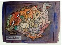 Côté karma web, aquarelle sur papier, 23 X18, 2023