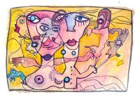 Jeu de rôles, aquarelle sur papier, 2021