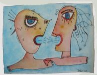Amour enragé , aquarelle sur papier, 30 X 20 cms , 2017